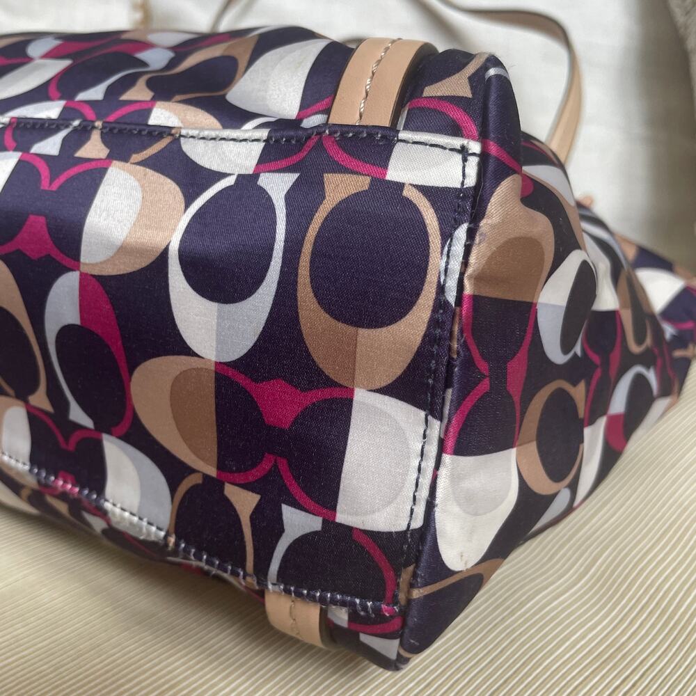 Coach Madison Op Art Glam Tote Shoulder Bag | Purple Pink, Natural Leather - Picture 6 of 8